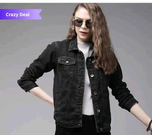 Roadster Womens Black Denim Jacket, M SIZE