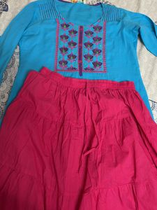 Short Kurti And Skirt Set