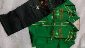 Boys' Outfit: Green Shirt & Black Jeans