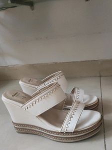 Bata Insolia white wedges heels platforms slides size 38
