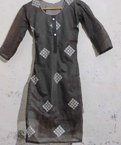 Gray Embroidered Kurti