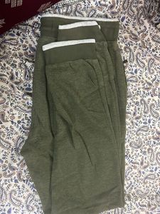 Olive Green Lightly Faded Joggers With Cuffs