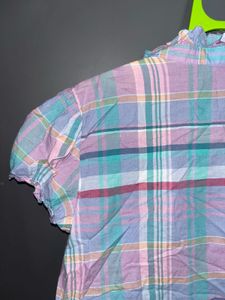 🌸 Ralph Lauren Pastel Ruffle Plaid Top
