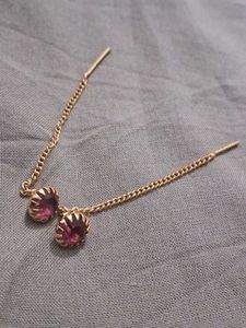 Threader earrings with pink stones