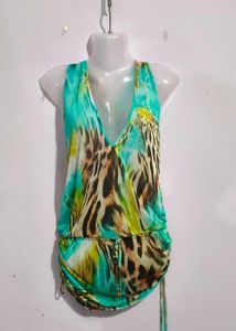 Chic Animal Print Wrap Top