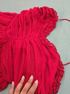 RITU KUMAR Red Halter Neck Tie Maxi Dress