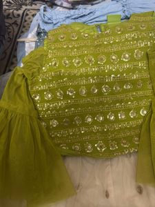 Girls Green &amp; White Dress