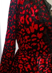 Red Leopard Print Velvet Dress
