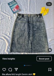 Mid Length Denim Skirt /Vintage /Korean