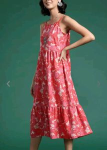 Sangria Floral Printed A-line Dress