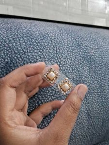 Pearl &amp; Rhinestone Square Stud Earrings