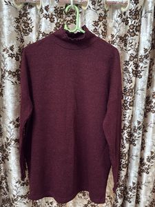 Burgundy Turtleneck Long Sleeve Top