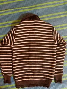 Striped Knit Zip-Up Cardigan