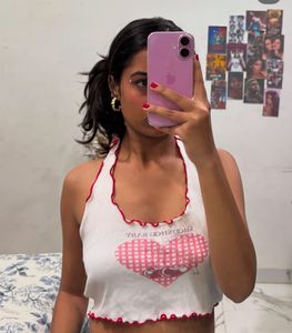 White Top Ruched Red Detailing