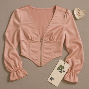 Newme -Pink Satin Corset Top