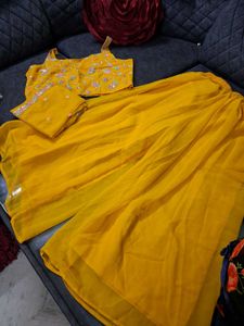 Yellow Embroidered Kurta Set  sizes available