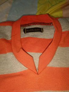 Mens Striped Orange Sweater west pin