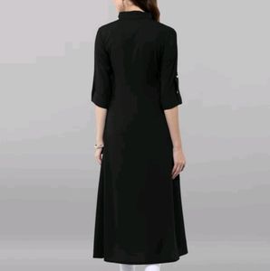 Solid A-line Asymmetrical Kurta with Front Slit