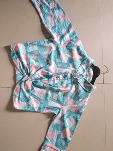 Patterned Tie-Front Shirt Dress