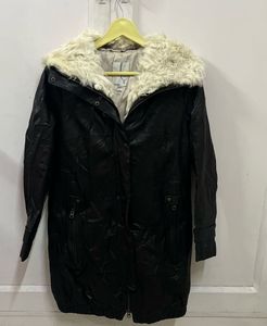 Black Faux Fur Collar Coat