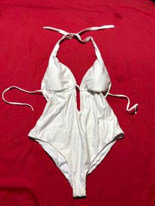 White Halter One-Piece Swimsuit