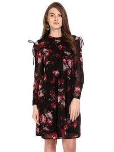 Floral Print Cold Shoulder Dress