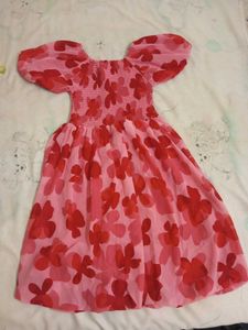 Pink Floral Smocked Dress