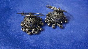 Hoop Jhumka Earrings (Oxidised)