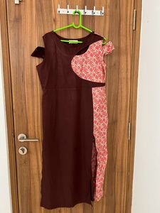 Brown Designer Kurta With Hanging Sleeves