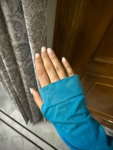 Blue Activewear Hoodie With Thumbhole