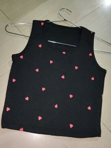 Cute Black Heart Print Tank Top