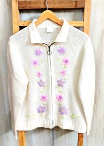 Offwhite Embroidery Work Sweater Size-38-40-L