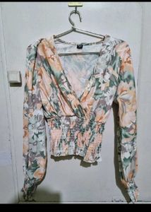 New Floral V-neck Long Sleeve Top