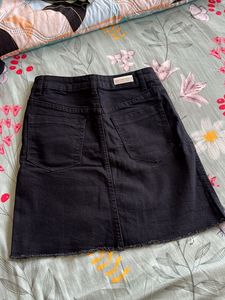 Black Denim Mini Skirt