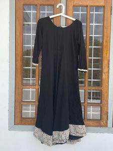 Elegant Black Anarkali Kurta with Printed Border