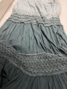 Y2K Ombre Dark Green Maxi Skirt
