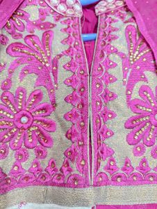 Pink And Cream Color Suit Set- unstitched