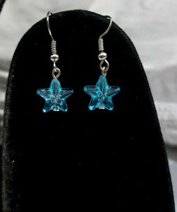 Handmade Star Earrings - Blue