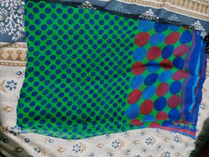Green &amp; Blue Polka Dot Scarf