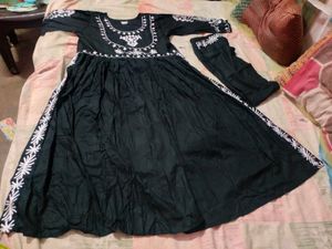 Elegant Black Embroidered Anarkali Suit