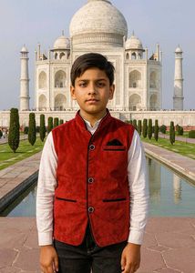 Boys' Ethnic Red Waistcoat