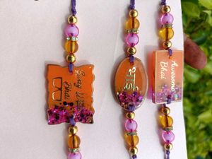 Handmade Bhai Rakhi Set | Couple Customized |Resin