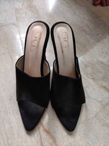 4 Inch High Black Stiletto Mules