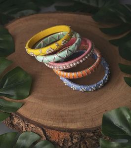 Colorful Pearl Bangles (Set of 5)