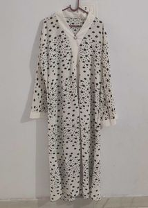 Off White Printed Abaya