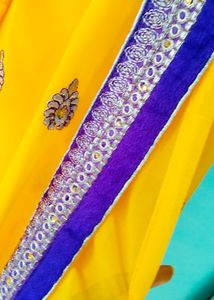 💥Yellow 💛 with Purple 💜 Border Saree