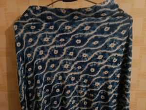 Blue &amp; White Patterned Maxi Skirt