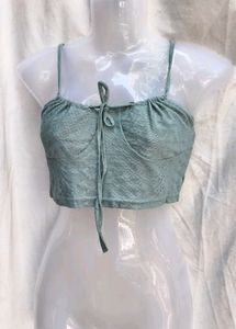 162610. Cute Green Lace Crop Top