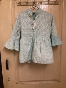 Blue chikankari Top