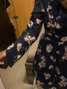 Elegant Navy Blue Floral Dress